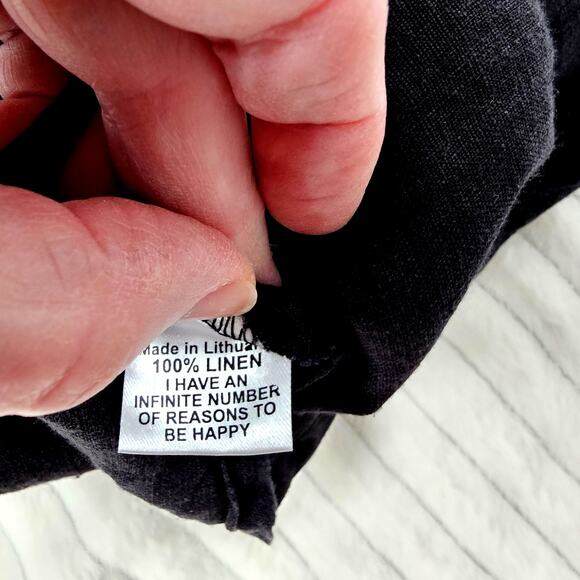 FLAX Black 100% Linen Tank Top SM Sleeveless Layering Blouse Made in Lithuania - Picture 7 of 8